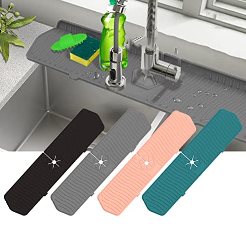 Tixiyu 1 x Spritzschutz für Küchenspüle, Silikon-Wasserhahn-Griff, Abtropfschale, saugfähige Matte, Spülbeckenschutz, Küchenspüle, Matte für Badezimmer, Bauernhaus, Wohnmobil, Küchenspüle, Zubehör von Tixiyu