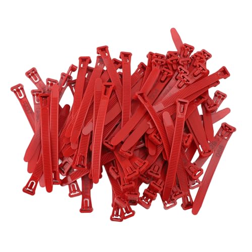 Tixiyu 100pcs Hühnerbeinbänder Geflügelidentifikationsbein -Tags Verstellbare Fadeless Nummeriert für Entengans mit Farbiger Gravur Leichter Haltbarer Kunststoff (Rot) von Tixiyu