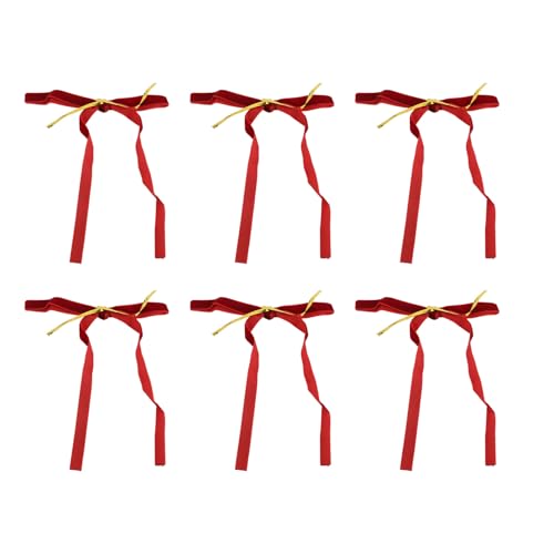 Tixiyu 24pcs Samt Bögen Ornament Velvet Weihnachtsbögen Handgefertigt Weihnachtsbaumdekorationen mit Goldener Krawatte für Urlaubskranzgirlandengeschenke (Weinrot) von Tixiyu