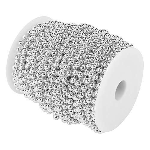 Tixiyu 25m Perlen-Perlen-Garland 82ft Perldraht-Perlen Rollen 6mm ABS-Imitation Perlen Galvani Sieren Glänzendes Silber Golden mit Galvani Sierungs Verfahren für Hochzeits-Weihnachts (Silber) von Tixiyu