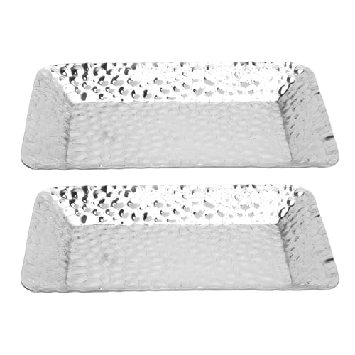 Tixiyu 2pcs Edelstahl Handtuchschale Rechteckige Servierschale Dekorative Waschtischplattenschale Küche Badezimmertheke Aufbewahrungsorganisator mit Minimalistisch Silbernen Design für von Tixiyu
