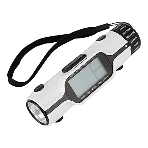 Multi-Zeitzonen-Uhr, LED-Taschenlampe, Digitaler Welt-Zeitreise-Wecker, Außenthermometer von Tixiyu