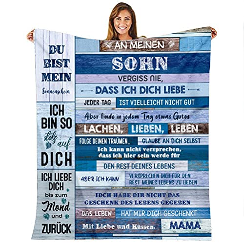 Tixiyu Personalisierte Flanell Decke, Mama Geschenk an Sohn - Letters Blanket Meine Tochter Geschenk Kuscheldecke Wolle Mail Blanket for Expresses Blessing and Love Care Ermutigen Decke Geschenk von Tixiyu