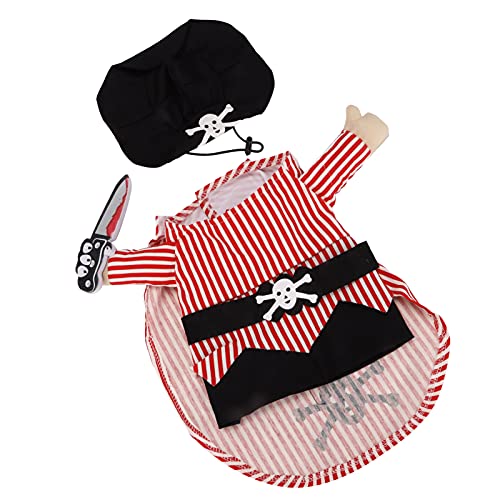 Tixiyu Piraten-Haustier-Outfit Piratenhunde Kostüm Pirate Katze Kleidung Hautfreundliche Polyester Pirate Kleidung und Hut Festliche Kleiderparty Cosplay für Hunde Katzen mit (M) von Tixiyu