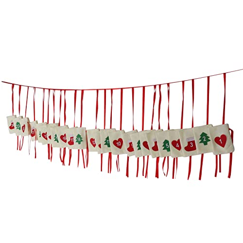 Tixiyu Weihnachts -Adventskalender -Taschen 24 Tage Countdown Hanging Taschen mit Weihnachtsbaumherz -Strumpfdekorationen für Home Party Holiday Dekoration Tixiyu Weihnachts -Adventskalender -Taschen 24 Tage Countdown Hanging Taschen mit Weihnachtsbaumherz -Strumpfdekorationen für Home Party Holiday Dekoration von Tixiyu