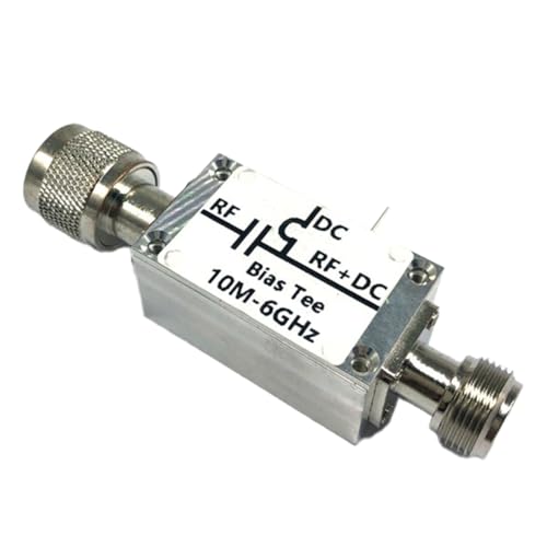 Tixqeaif 1 PCS RF Bias Bias Tee 10 MHz-6000 MHz 6G Hz Breitband-Einspeisung RF-Blocker-Isolator und Leiter OF/HAM Radio RTL SDR LNA Verstärker Silber RF Biaser von Tixqeaif