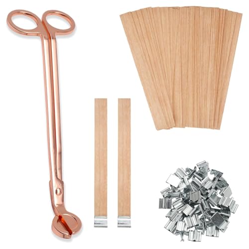 Tixqeaif 100 Stück Holzdochte für Kerzen, 13 X 1,3 cm, Rauchfreie Dochte Aus Kirschholz mit Metallklammern, Klebepunkten und Dochtschneider Tixqeaif 100 Stück Holzdochte für Kerzen, 13 X 1,3 cm, Rauchfreie Dochte Aus Kirschholz mit Metallklammern, Klebepunkten und Dochtschneider von Tixqeaif