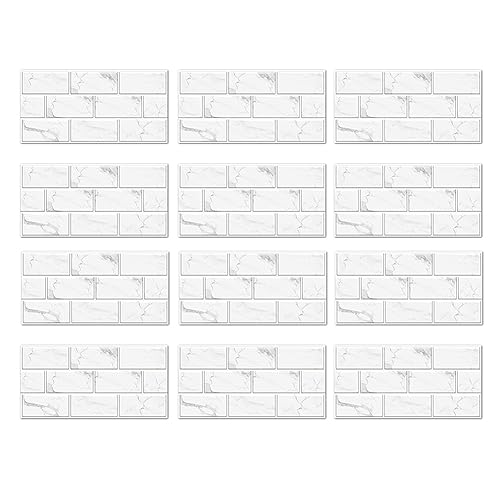 Tixqeaif 12-Blatt-Backsplash-Fliesen zum Abziehen und Aufkleben, PVC-Backsplash-Fliesen in Weißer Marmoroptik zum Aufkleben für die Küche, 12 X 6, Einfach zu Verwenden, Tixqeaif 12-Blatt-Backsplash-Fliesen zum Abziehen und Aufkleben, PVC-Backsplash-Fliesen in Weißer Marmoroptik zum Aufkleben für die Küche, 12 X 6, Einfach zu Verwenden, von Tixqeaif