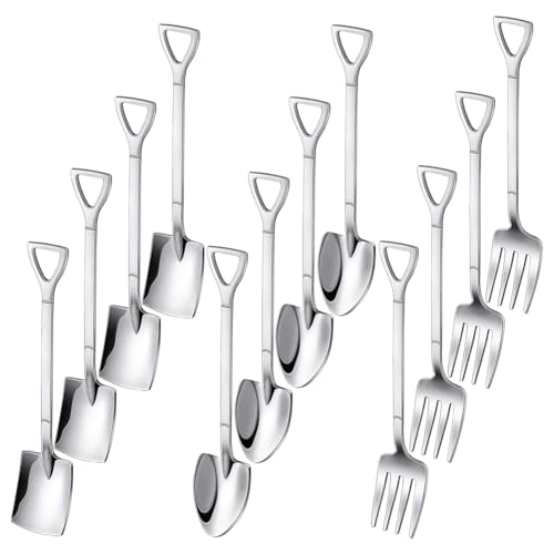Tixqeaif 12PCS Dessert Spoons und Gabeln Kit Schaufel-Form Eiscreme Set Kit Mini Schaufellöffel für Kaffee, Joghurt, Kuchen, Obst Tixqeaif 12PCS Dessert Spoons und Gabeln Kit Schaufel-Form Eiscreme Set Kit Mini Schaufellöffel für Kaffee, Joghurt, Kuchen, Obst von Tixqeaif