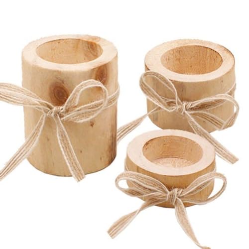Tixqeaif 3-Teiliges Romantisches -Bastelkerzenhalter-Set in Holzfarbe Zur Dekoration des Hauses mit Seil Büro und Schafft eine Stimmungsvolle Atmosphäre. von Tixqeaif