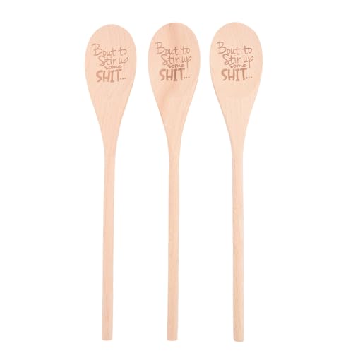 Tixqeaif 3x Lustige Weihnachtsgeschenklöffel, „Bout To Stir Up Some Shit“ mit Graviertem Lustigen Holzlöffel, Einzigartiger Kreativer Holzlöffel, Langlebig Tixqeaif 3x Lustige Weihnachtsgeschenklöffel, „Bout To Stir Up Some Shit“ mit Graviertem Lustigen Holzlöffel, Einzigartiger Kreativer Holzlöffel, Langlebig von Tixqeaif