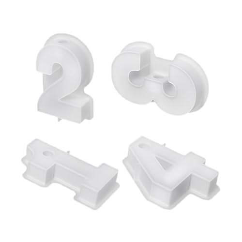 Tixqeaif 4-Teilige DIY-Silikonform für Handgefertigte 3D-Kerzenhalter, Gipsform, Kerzenhalterform, Zahlenform 1–4 von Tixqeaif
