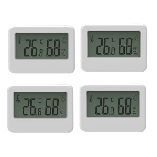 Tixqeaif 4PCS Elektronisches Hygrometer und Thermometer, Reptilien-Thermometer mit Magnet und Tischständer, Temperatur und Luftfeuchtigkeit von Tixqeaif