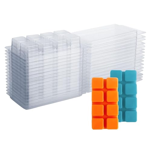 Tixqeaif 50er Pack Wachs-Schmelzbehälter 8-Fach Klare Leere Kunststoff-Wachs-Schmelzformen für Tarts Wachs-Schmelzen Tixqeaif 50er Pack Wachs-Schmelzbehälter 8-Fach Klare Leere Kunststoff-Wachs-Schmelzformen für Tarts Wachs-Schmelzen von Tixqeaif