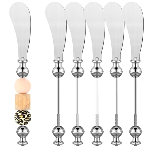 Tixqeaif 6 Stück Käsestreichmesser, DIY Dekorative Butterstreichmesser mit Perlen, Käsemesser Aus Edelstahl, Buttermesser von Tixqeaif