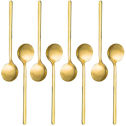 Tixqeaif 8 Packungen, Vergoldeter Edelstahl-KaffeelöFfel, Mini-TeelöFfel für Kaffeezucker-Dessert-Kuchen-Eis von Tixqeaif