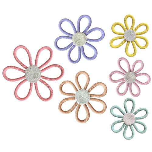 Tixqeaif Boho Decor Gänseblümchen-Blumen-Gewebtes Makramee-Wandhängeseil, Handgefertigtes Gewebtes Wandornament, Mädchenzimmer-Blumen-Hängeanhänger, Langlebig, Einfach zu Verwenden von Tixqeaif