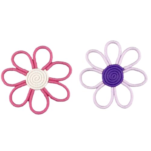 Tixqeaif Boho Decor Gänseblümchen-Blumen-Gewebtes Makramee-Wandhängeseil, Handgefertigtes Gewebtes Wandornament, Mädchenzimmer-Blumen-Hängeanhänger B, Einfache Installation von Tixqeaif