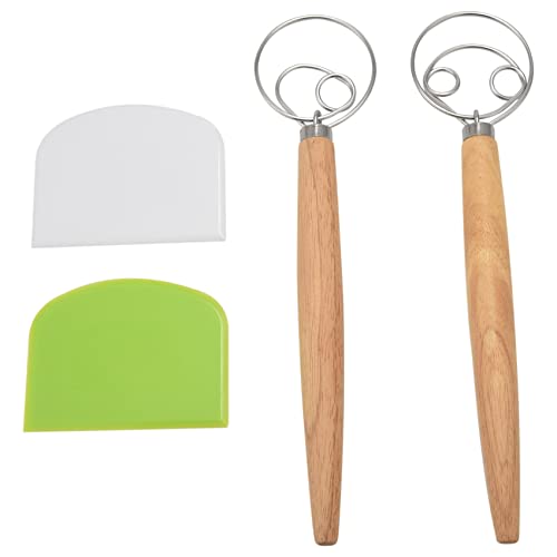 Tixqeaif DäNischer Teig Schneebesen Hand Mixer, 2 StüCk Rostfreier Stahl Teig Mischer mit 2 Teig Schabern für Pizza Teig, Sauerteig Brot, Usw. von Tixqeaif