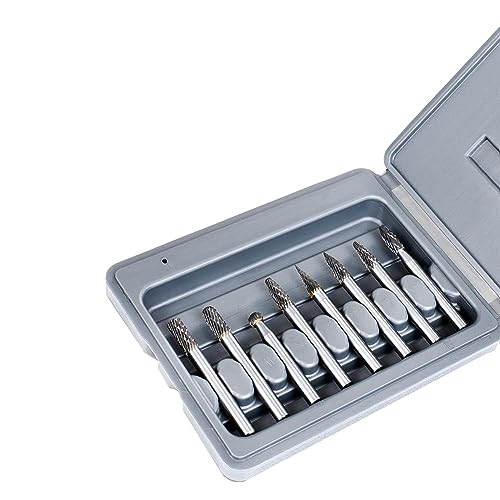 Tixqeaif Doppelschnitt-Hartmetall-Frässtift-Set, ¼-Schaft, 8-Teilig – Wolframkarbid-Stabschleifer-Bits – Rotationsraspel – Vielseitige Rotierende Werkzeug-Bits, Langlebig, Silberfarben von Tixqeaif