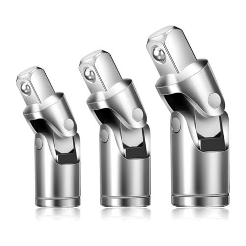 Tixqeaif Drive Connector Socket Set, 360 Grad Drehbare Steckdosenwartungsbefestigungen, Silbernes Edelstahl Geeignet für Auto-Modifikation von Tixqeaif