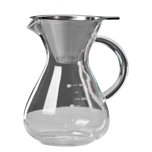 Tixqeaif Glas-Kaffeekanne Espressokocher mit Filter Hochtemperaturbeständige Skalierung Kaffeekanne 600ml von Tixqeaif