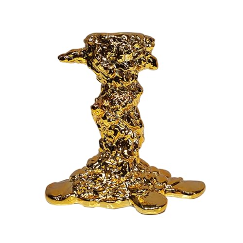 Tixqeaif Goldener Kerzenständer, Kerzenhalter mit Harzbeschichteter Oberfläche, Geschmolzene Form, Tischdekoration für Hochzeiten, Esstisch, Heimdekoration, Langlebig, Einfach zu Bedienen von Tixqeaif