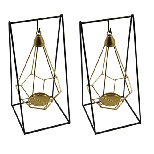Tixqeaif Hängender Kerzenhalter Aus, Hängender Geometrischer Kerzenhalter mit Schwarzem Eisenständer, Luxuriöser Romantischer Kerzenhalter, B, Langlebig, Einfache Installation, Einfach zu von Tixqeaif
