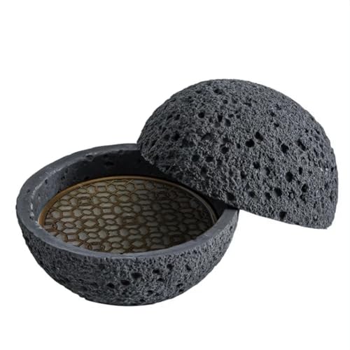 Tixqeaif Japanese Planet Volcanic Stone Artistic Dish Pendulum Seafood Sushi Sashimi Ice Plate Smoke Plate, 12CM Black von Tixqeaif