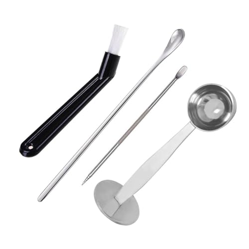 Tixqeaif Kaffeelöffel-Werkzeugset, Kaffeestampferlöffel, Rührlöffel, Kaffee-Kunststift, Kaffeestampfer-Schaufelset mit Doppelkopf von Tixqeaif