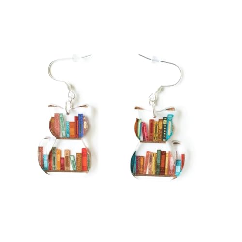 Tixqeaif Katzen Bücherregal Ohrringe Piercing Ohrhänger Tierohrringe Valentinstag Schmuck Geschenk von Tixqeaif