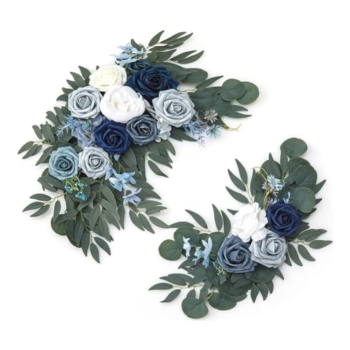 Tixqeaif Künstliche Hochzeitsbogen-Blumen-Set, Boho-Eukalyptus-Girlande, Vorhänge, Hochzeitsdekoration, Willkommensschild, Einfache Installation C von Tixqeaif