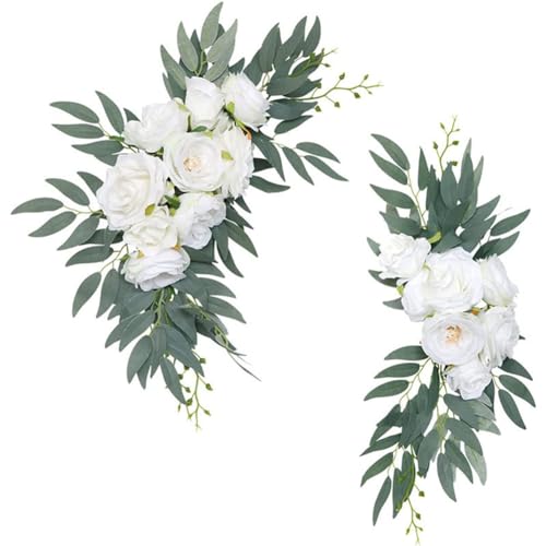 Tixqeaif Künstliche Hochzeitsbogen-Blumen-Set, Boho-Eukalyptus-Girlande, Vorhänge, Hochzeitsdekoration, Willkommensschild, Langlebig, Einfache Installation A von Tixqeaif