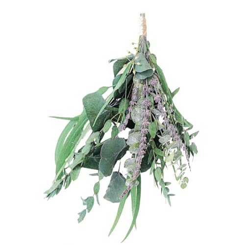 Tixqeaif Luxuriöser Duschdekor-Blumenstrauß Aus Eukalyptus und Lavendel, Perfekt für Duschdekor und Wohnambiente. Natürlich, Einfach zu Verwenden von Tixqeaif