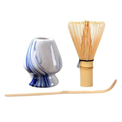 Tixqeaif Matcha-Schneebesenhalter-Set, Keramik-Teeutensilien, Zubehör, 3-Teiliges Matcha-Werkzeug, Bürstenset, Ständer, Japanischer Chasen-Halter von Tixqeaif