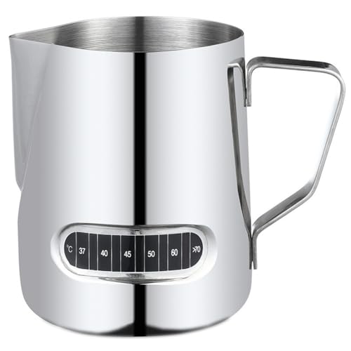 Tixqeaif Milchaufschäumer Temperaturanzeige Milchaufschäumer und Tasse für Latte Art 350ml von Tixqeaif