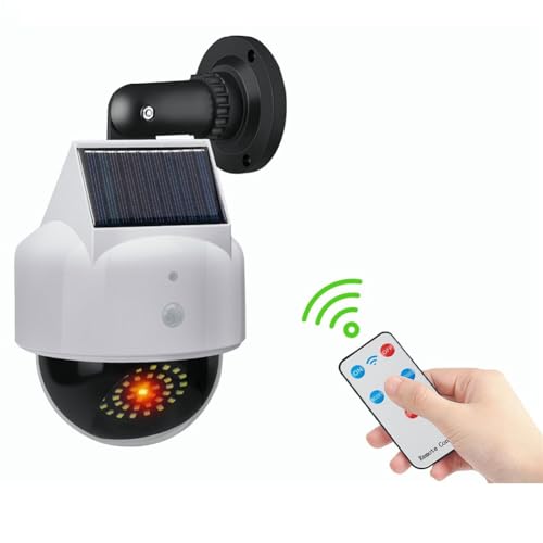 Tixqeaif Simulationskamera Solar-Flutlicht mit Bewegungsmelder, Fernbedienung, Wasserdichte LED-Sicherheitsleuchten, Feine Verarbeitung von Tixqeaif