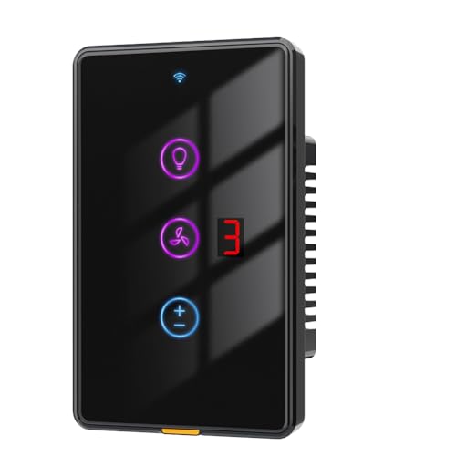 Tixqeaif Tuya Smart WiFi Ventilator Lichtschalter Touch Wandpanel Sprach-Timer-Steuerung APP-Fernbedienung Funktioniert für Home Langlebig B Tixqeaif Tuya Smart WiFi Ventilator Lichtschalter Touch Wandpanel Sprach-Timer-Steuerung APP-Fernbedienung Funktioniert für Home Langlebig B von Tixqeaif
