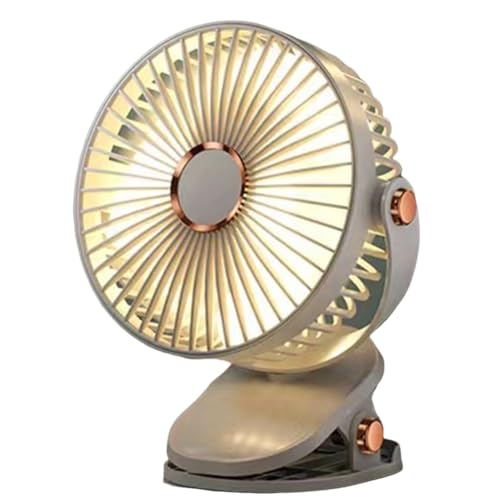 Tixqeaif USB-Clip-Ventilator, Tragbarer Clip-Ventilator, 5 Geschwindigkeiten, Leiser Mini-Tischventilator, 2400 MAh, 720° Rotationsventilator von Tixqeaif