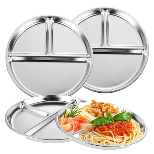 Tixqeaif Wiederverwendbare Mini-Dinner-Schalen 3 Stück Unzerbrechliche Essensplatten für Camping, Picknick, Zuhause Geteilter Tablett-Edelstahlplatte Tixqeaif Wiederverwendbare Mini-Dinner-Schalen 3 Stück Unzerbrechliche Essensplatten für Camping, Picknick, Zuhause Geteilter Tablett-Edelstahlplatte von Tixqeaif