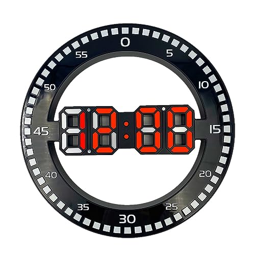 Tixqeaif Wohnzimmer-Wanduhr, Tragbare 3D-LED-Wanduhr, Einfach zu Bedienen, Ohne Sekunden zu Springen, Schwarz und Rot von Tixqeaif