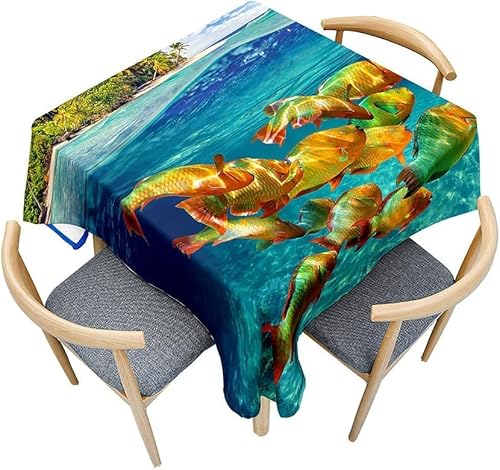 Tischdecke Outdoor Fisch Tischdecken Abwaschbar 3D Meer Tischdecke Wetterfest Wasserdicht für Party Biertisch, 140x200 cm Q.P1757 Tischdecke Outdoor Fisch Tischdecken Abwaschbar 3D Meer Tischdecke Wetterfest Wasserdicht für Party Biertisch, 140x200 cm Q.P1757 von Tizhweqo