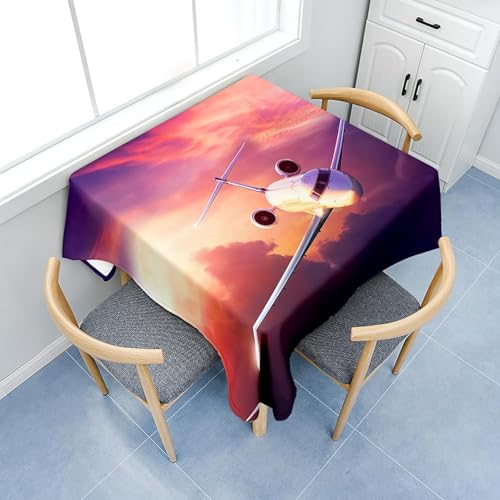 Tischdecke Outdoor Flugzeug Tischdecken Abwaschbar 3D Flugzeug Tischdecke Wetterfest Wasserdicht für Party Biertisch, 100x100 cm Q.P2753 von Tizhweqo