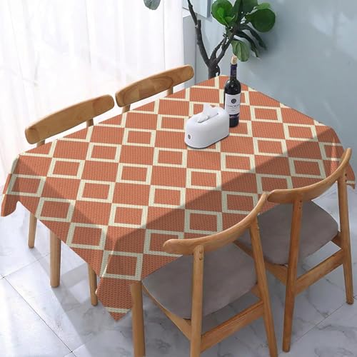 Tischdecke Outdoor Geometrisches Muster Tischdecken Abwaschbar 3D Orange Tischdecke Wetterfest Wasserdicht für Party Biertisch, 90x90 cm Q.P2552 von Tizhweqo