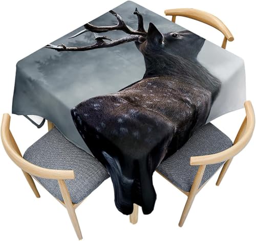 Tischdecke Outdoor Hirsch Tischdecken Abwaschbar 3D Aal Tischdecke Wetterfest Wasserdicht für Party Biertisch, 140x260 cm Q.P1709 von Tizhweqo