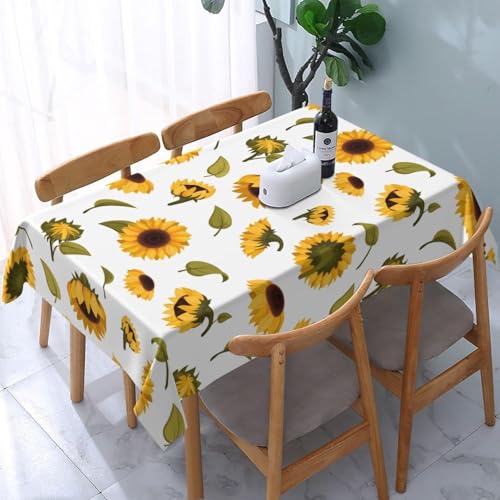 Tischdecke Outdoor Sonnenblume Tischdecken Abwaschbar 3D Landhausstil Tischdecke Wetterfest Wasserdicht für Party Biertisch, 140x260 cm Q.P1379 von Tizhweqo