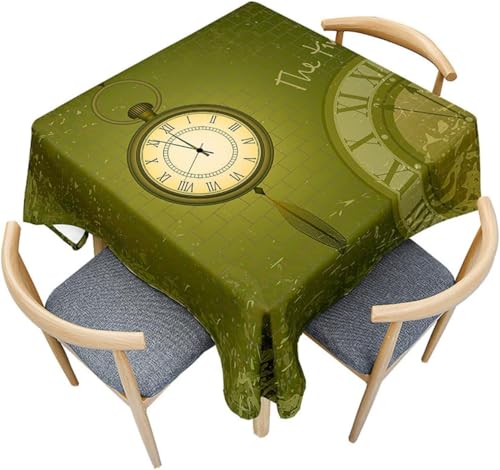 Tischdecke Outdoor Uhr Tischdecken Abwaschbar 3D Türkis Tischdecke Wetterfest Wasserdicht für Party Biertisch, 140x260 cm Q.P2769 von Tizhweqo
