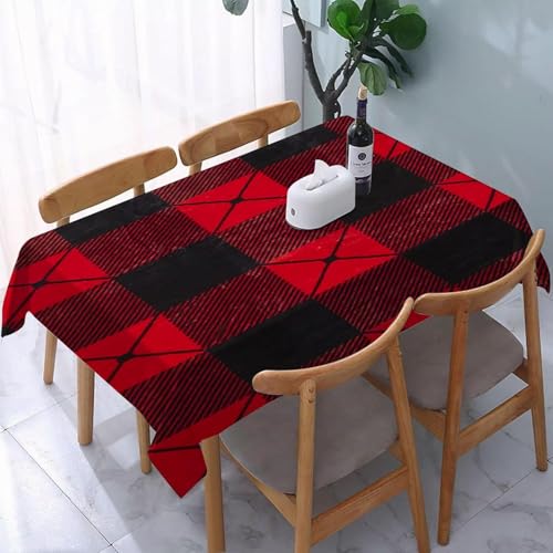 Tischdecke Outdoor Weihnachten Tischdecken Abwaschbar 3D Rotes Karomuster Tischdecke Wetterfest Wasserdicht für Party Biertisch, 140x180 cm Q.P1856 von Tizhweqo