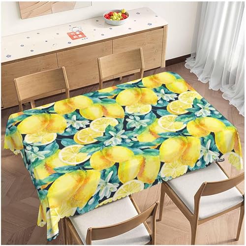 Tischdecke Outdoor Zitrone Tischdecken Abwaschbar 3D Zitrone Tischdecke Wetterfest Wasserdicht für Party Biertisch, 140x200 cm Q/P2777 von Tizhweqo