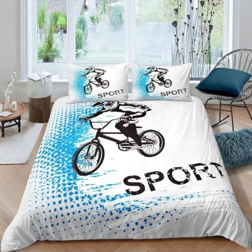 Tizhweqo BMX Bettwäsche 155x220 Sport Bettwäsche Set Weiche Mikrofaser 3D Druck BMX Bettbezug Set mit Reißverschluss Bettbezüge und 2 Kissenbezug 80x80 cm A7520 von Tizhweqo